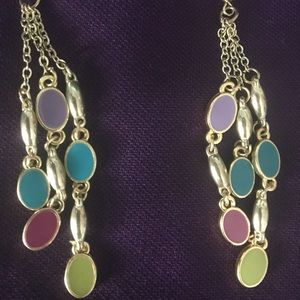 Multi-colored gold drop earrings